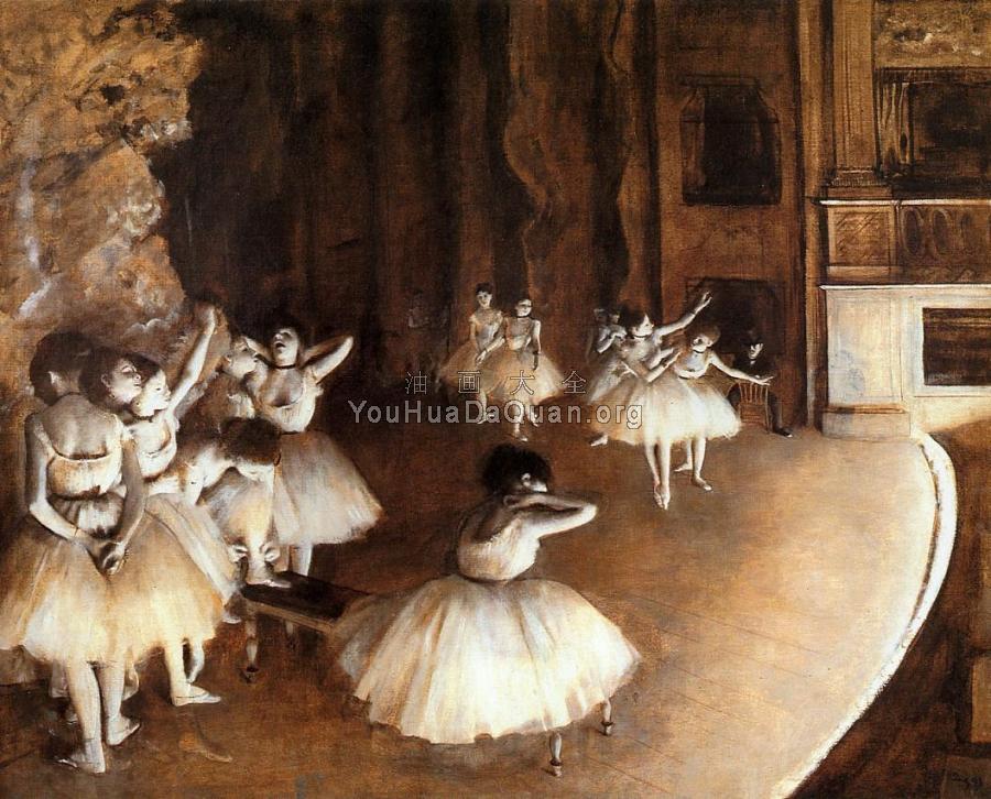 The Rehearsal of the Ballet on Stage - 埃德加·德加